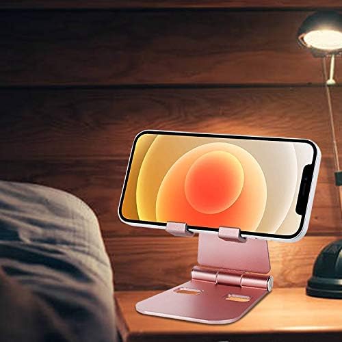 Fully Foldable Cell Phone Stand Holder for Desk Adjustable iPhone Stand Aluminum Compatible with 4″-10″ Phone/Kindle/Tablet/iPad/iPhone – Rose Gold + Spearmint Green – Enhanced Compatibility and Speed