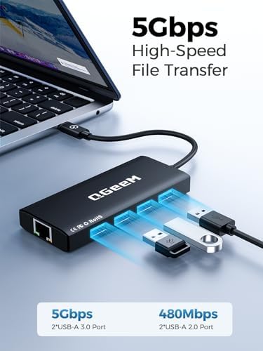 Unlock Seamless Connectivity with the QGee M 9-in-1 USB C Hub – The Ultimate Multi-Port Adapter for High-Speed Data Transfer, 4 K HDMI Output, and 100 W Power Delivery – Perfectly Compatible with Mac Book Pro, Air, i Pad, Dell, HP, Lenovo, and Chromebook – Compact, Stylish Blue Design for On-the-Go Professionals and Creatives