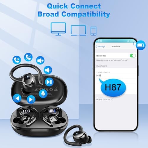 Revolutionary Bluetooth 5.4 Sports Earbuds with Secure Earhooks – IP7 Waterproof Design, 50-Hour Playtime, and Advanced 4-Mic ENC Noise Cancellation for Unmatched Call Clarity – Tailored for Athletes and Fitness Buffs Seeking Ultimate Comfort and Superior Sound Quality