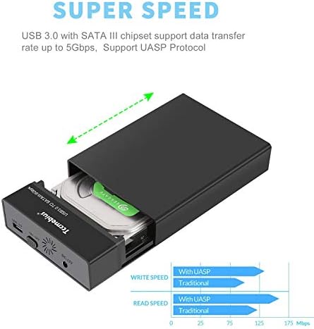 Advanced USB 3.0 External Hard Drive Enclosure for 2.5″ & 3.5″ SATA HDD/SSD – 20 TB Capacity, Tool-Free Docking Station with UASP Support and Energy-Saving Sleep Mode, Ideal for Seamless Data Management and Enhanced Storage Solutions for Professionals and Tech Enthusiasts