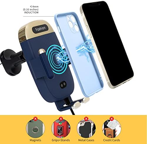 Effortless On-the-Go Charging: 15 W Qi Fast Wireless Car Charger Mount with Smart Sensor Clamping for i Phone & Samsung – Universal Air Vent Holder in Sleek Black for Secure, Convenient Use