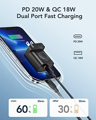 VRURC Portable Wireless Magnetic Charger for Apple Watch – 3-in-1 Travel Essential with PD 20 W Fast Charging, Compatible with i Phone 16/15/14/13 & Android Devices – Lightweight Design in Stylish Purple for Ultimate Convenience