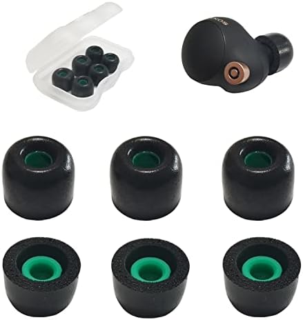 Upgrade Your Listening Experience with Memory Foam Ear Tips for Sony WF-1000 XM4, XM5 & Link Buds S – Superior Comfort & Sound Isolation – 3 Pairs Medium Black – Essential Replacement Accessories for Enhanced Audio Performance and Secure Fit