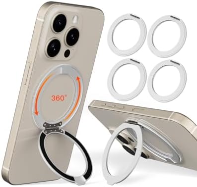Advanced COOLQO 2-Pack 360° Rotating Phone Grip Ring Stand – Premium Magnetic Holders for Stress Relief & Enhanced Smartphone Stability – Universal Fit for All Devices – Elegant Silver Design for Car & Desk Use
