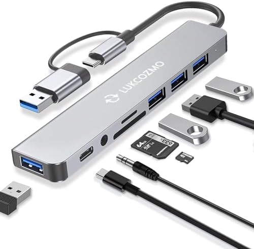Elevate Your Digital Workspace with the Ultimate 7-in-1 USB C Hub & USB Splitter – Lightning-Fast Data Transfer for Mac Book, Dell, HP Laptops, and Smartphones – All-in-One Port Extender Featuring TF/SD Card Reader and Audio Output – Compact, Durable Accessory for Seamless Connectivity and Enhanced Productivity