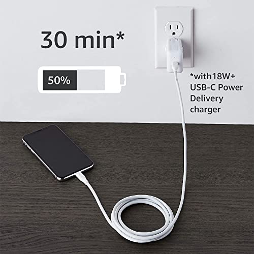 Premium 10 ft MFi Certified USB-C to Lightning Charging Cable for Apple i Phone – High-Speed Nylon Braided Design for Ultimate Durability and Flexibility – Fast Charge & Data Sync Capability in Sleek White Finish