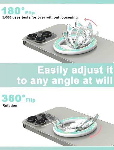 Adorable Cartoon Cat Magnetic Phone Ring Holder for i Phone 12-16 Series – Adjustable Stand & Removable Snap for Effortless Hands-Free Use – Enhanced Wireless Charging Capability & Secure Grip, Perfect for On-The-Go Fun