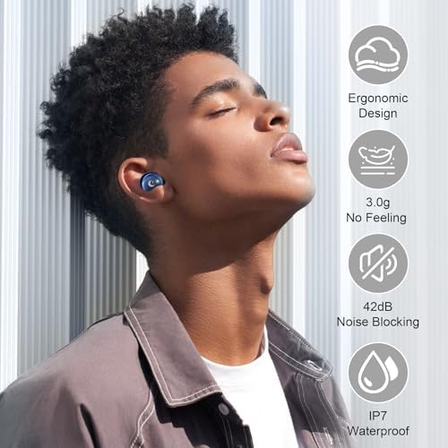 Revolutionary Bluetooth 5.4 Sleep Earbuds – Ergonomic Mini Headphones for Side Sleepers with 48 Hours Playtime, IPX7 Waterproof Design, Smart Touch Control, and 5 Custom EQ Modes – Stylish Blue Earbuds for Crystal-Clear Calls and Effortless Connectivity