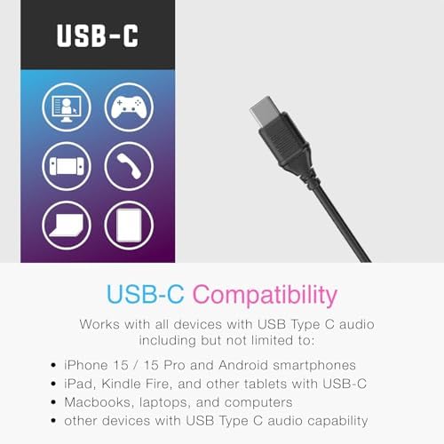 Kid-Friendly USB Type C Headphones with LED Lights – Safe Volume Limiter (85 d B/94 d B) for School Use, Foldable On-Ear Design for Comfort and Portability, Integrated Microphone for Learning and Gaming Fun – Perfect for i Pad and More