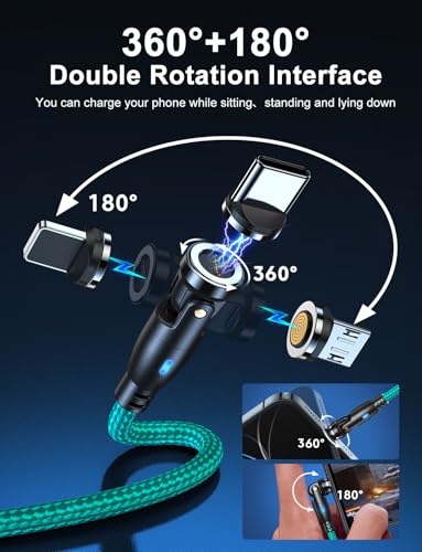 Revolutionary 100 W Magnetic USB C Charging Cable with 540-Degree Rotation – Dual-Pack of 3.3 FT & 6 FT Lengths for Fast Charging and Data Transfer – Universal Compatibility for All Devices – Durable Design for Hassle-Free Connectivity and Enhanced Efficiency