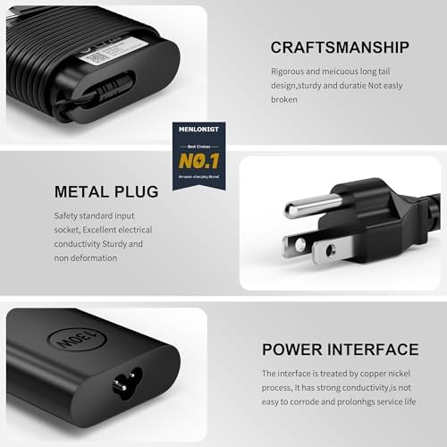 2025 Dell 130 W USB-C Laptop Charger – High-Efficiency Slim AC Power Adapter for XPS 15, Precision 5550, Latitude Series – Fast Charging with Gan Technology, Wide Compatibility with Multiple Dell Models – Reliable & Safe Power Supply Solution