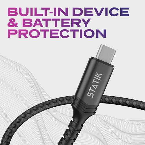 Durable 10 FT USB C Charging Cable for Apple Devices – Statik Durabraid 27 W Fast Charger for i Phone 14 Pro Max, High-Speed Data Transfer with Premium Nylon Braided Design, Enhanced Flexibility and Longevity for Everyday Use