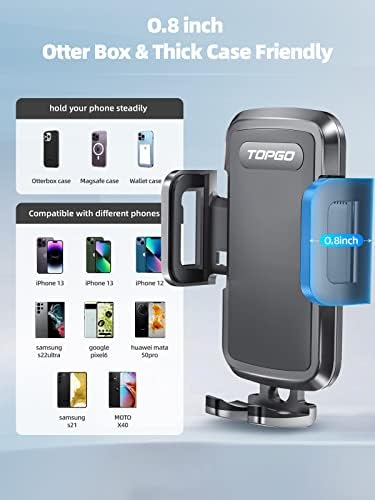 TOPGO Pro Car Phone Mount – Versatile Adjustable Height Cup Holder for i Phone 16 Pro Max & All Smartphones – Sturdy, No-Wobble Design for Safe Hands-Free Navigation – Sleek Black Finish for Modern Interiors