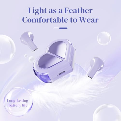 Stylish Rose Gold Heart Wireless Earbuds for Girls – Mini Bluetooth Earbuds Designed for Small Ears, Perfect for Kids & Women – Lightweight, Comfortable Fit with Superior Sound Quality for i Phone & Android, Ideal for Travel & Everyday Use