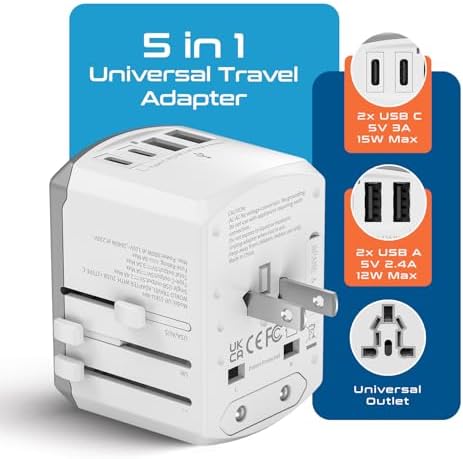 Ultimate Compact Travel Power Adapter for UK & Ireland – Dual USB & USB-C Fast Charger with 3.1 A Output – Type G Plug Converter for Seamless Global Connectivity in Hong Kong, England, Dubai, and Saudi Arabia – Safe, Efficient Design for Smart Travelers