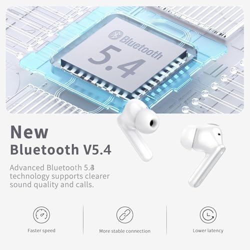Bluetooth 5.3 Wireless Earbuds with Deep Bass – 40-Hour Playtime, IP7 Waterproof, and 4 HD Mics for Exceptional Call Clarity – Lightweight Design for Active Lifestyles – Perfect for Android & i OS Devices – Elevate Your Audio Experience
