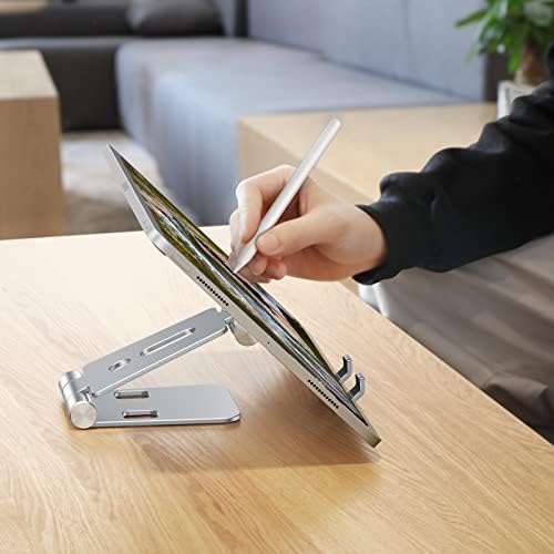 OMOTON Foldable Cell Phone Stand, C4 Portable Aluminum Phone Holder, Adjustable Phone Dock Cradle Compatible with iPhone 16/15/14 Pro Max, Samsung Galaxy, Small Tablets and Other Phones, Grey – Enhanced Compatibility and Speed