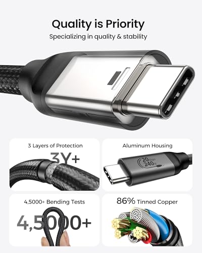 Silkland Ultra High-Speed USB C Display Cable – 4 K/8 K Resolution, 20 Gbps Data Transfer, 240 W Power Delivery, 3.3 FT Length – Perfect for Mac Book Pro, i Phone 16, i Pad – Ideal for Gamers and Creative Professionals Seeking Exceptional Visuals and Quick Charging Solutions