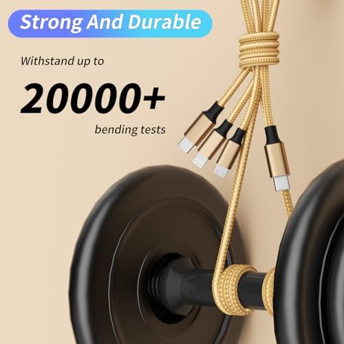 Versatile 4-in-1 Fast Charging Cable with E-Mark Chip – 65 W USB C Multi Charger for i Phone 16/15/14/13, i Pads, Android Devices & Tablets (4 FT) – Ultimate Solution for Quick Power Delivery and Enhanced Device Compatibility