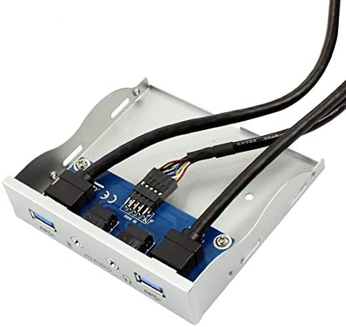 Enhance Your Desktop with the JMT USB 3.0 Front Panel Bracket: Dual High-Speed Ports, HD Audio Connectors, and Sleek Silver Design for Effortless Connectivity and Performance