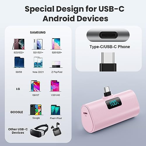 Dual-Pack Portable Power Bank for i Phone 16 Series – 5200 m Ah Fast Charging USB-C Battery Pack with Built-in Connector for i Phone 16/16 Plus/16 Pro/16 Pro Max/15 Series, Samsung & Android Devices – Lightweight Travel Charger for On-the-Go Convenience