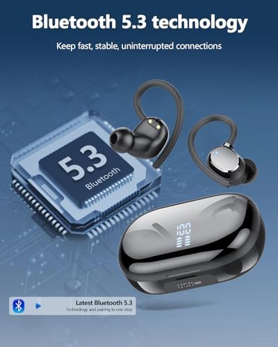Unleash Your Workout Potential with Cutting-Edge Bluetooth 5.3 Waterproof Earbuds – 128-Hour Playtime & ENC Noise Cancellation for Crystal-Clear Sound – Ergonomic Design Perfect for Fitness and Running – Immerse Yourself in Superior Deep Bass Audio Quality