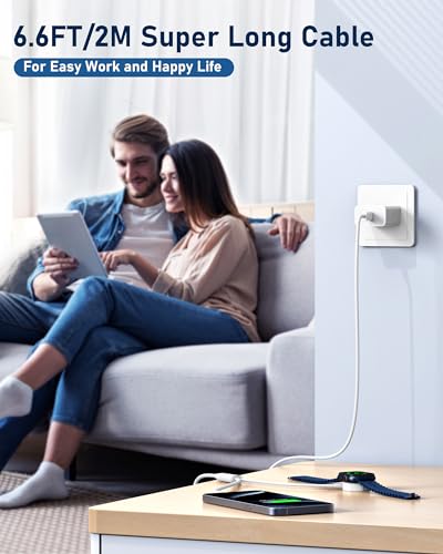 Ultimate 2-in-1 USB-C Charging Station for Apple Watch and i Phone – 6 FT Fast Charging Cable with 20 W Power Adapter – Perfectly Designed for Apple Watch Series Ultra/SE/10/9/8/7/6/5/4/3/2 and i Phone 16/15 – Enhanced Compatibility, Rapid Charge Efficiency, and Compact Design for Effortless Portability and Organization