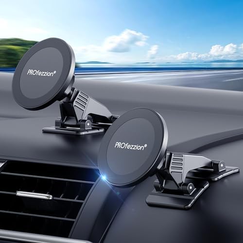 Magnetic Car Vent Mount 2-Pack for i Phone 12-16 & All Phones – PROfezzion Mag Safe Compatible Holder with Strong Metal Clip, Effortless Installation for Hands-Free Navigation and Calls, Sleek Design for Modern Vehicles – Ultimate Driving Convenience