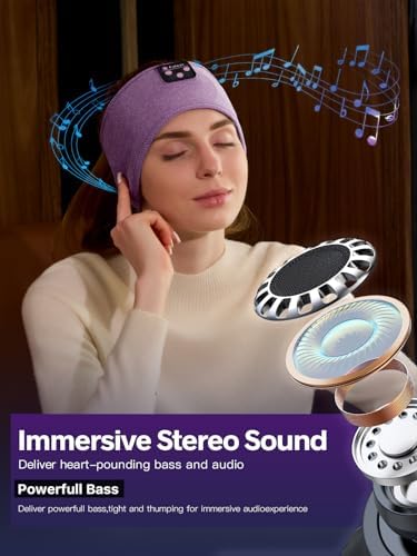 Fulext Bluetooth Sleep Headphones Headband – Ultimate Comfort for Side Sleepers, Thin HD Stereo Sound Quality – Ideal for Insomnia Relief and Travel Convenience – Perfect Gift for Men and Women – Enhanced Compatibility, Long-Lasting Battery Life for All Night Relaxation