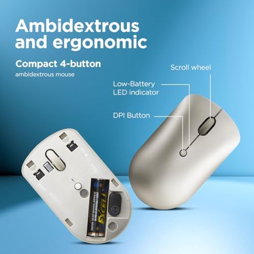 Lenovo 540 Storm Grey Wireless Mouse – Compact & Ergonomic USB-C Design for PC and Laptop – Ambidextrous Comfort with 18-Month Battery Life – Reliable 2.4 GHz Connection for Windows & Chrome OS Devices – Ultimate Productivity Companion