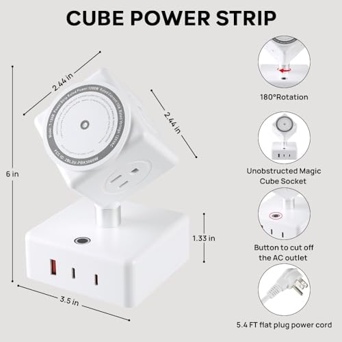 Revolutionize Your Charging Setup with the 15 W Wireless Power Strips Tower – Innovative 180° Rotatable Cube Design, 45 W USB Fast Charging Hub with Enhanced Device Compatibility and Safety Features