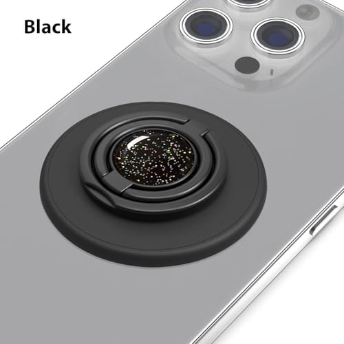 Revolutionary Mag Safe Magnetic Phone Grip and Kickstand – Sleek Black Weave Ring Holder for Ultimate Hands-Free Convenience and Effortless Wireless Charging – Dual Functionality for Enhanced Security and Stability, Perfect for i Phone Users on the Go