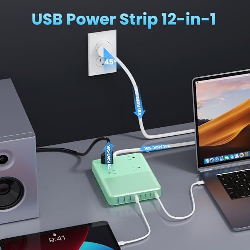 Revolutionize Your Charging Setup with the 12-in-1 USB C Power Strip – 200 W Ga N IV Fast Charger with 4 AC, 4 USB-A, and 4 USB-C Ports, Perfect for Mac Book and i Phone 16/15/14 – 5 ft Cord for Ultimate Flexibility in Home and Office Environments