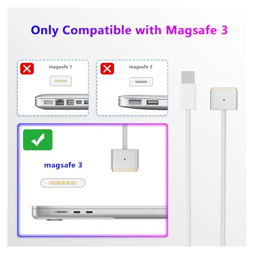 Premium USB C to Magnetic 3 Cable – 2 M for Mac Book Air & Pro (2024/2023) – 140 W Fast Charging with Durable Braided Design – Secure Magnetic Connector for Enhanced Device Efficiency – Ideal for Home, Office & On-the-Go Charging