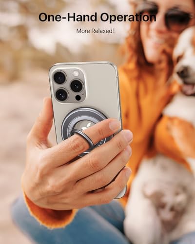 Revolutionize Your Phone Handling with the 2025 Sability Max Magnetic Grip – Unmatched Dual-Sided Magnet and Rotating Ring Design for Mag Safe i Phone 16 Pro Max, 15, 14, 13, 12 & Samsung S25 – Essential Gym Accessory in Chic Grey for Effortless One-Handed Operation and Versatile Device Compatibility