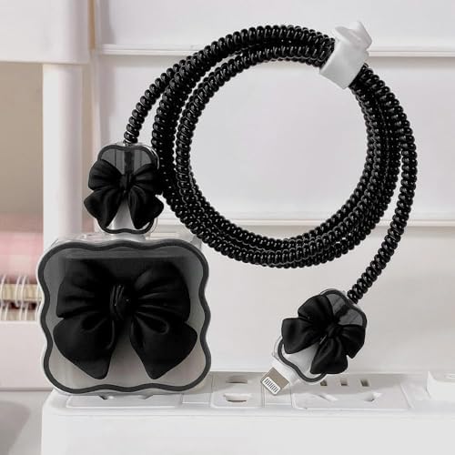 Adorable 3 D Cartoon Charger Protectors – Kitty & Bear Pack of 2 for i Phone 11, 12, 13, 14 Pro Max – Cute Silicone Cable Sleeves for Enhanced Durability & Style – Protect Your Charging Heads from Damage & Dust with Kawaii Designs – Compatible with 18 W & 20 W i Phone Chargers – Lightweight & Portable Charging Accessories for Everyday Use