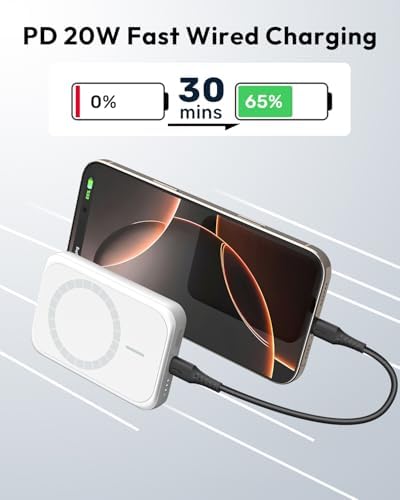 Sleek Pink Magnetic Power Bank for i Phone – 10000 m Ah with 15 W Wireless Charging & 20 W USB-C Fast Charge – Ultimate Portability for i Phone 16/15/14/13/12 Series – Effortless One-Handed Operation for Travel Enthusiasts and Daily Adventurers – Strong 10 N Magnetic Force for Secure Attachment – Perfect for On-the-Go Charging