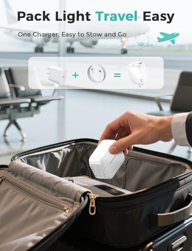 Compact Retractable 2-in-1 Wall Charger with USB-C and 27-inch Cable – 30 W Fast Charging Adapter for i Phone 16/15, i Pad, Galaxy & Pixel – Sleek Black, Perfect for Travel and Enhanced Device Compatibility