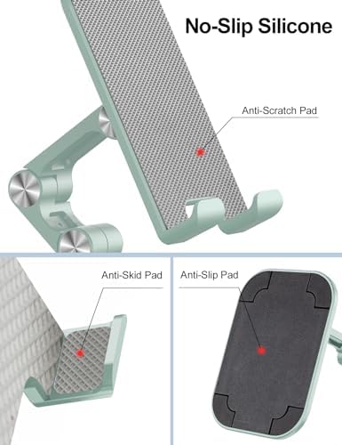 Transform Your Workspace with the OCYCLONE Adjustable Phone Stand & Cable Organizer Set – Versatile Foldable Holder for 4.7″ to 13″ Devices, Personalized Viewing Heights, and Effortless Portability for Home and Office Efficiency