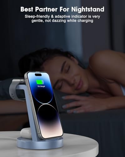 All-in-One 3-in-1 Wireless Charging Station for Apple Devices – Fast Charger Dock for i Phone 11-16 Pro Max, Apple Watch & Air Pods – Sleek, Compact Design with Enhanced Compatibility and Speed for Effortless Power Management