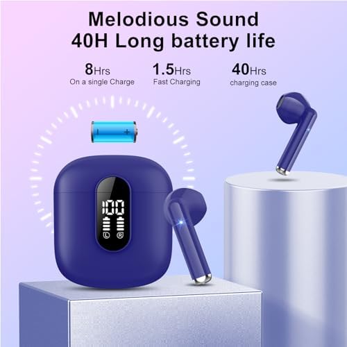 Jesebang Pink Bluetooth 5.3 Wireless Earbuds – Stylish Stereo Earphones with ENC Microphone, 30-Hour Playtime, IP7 Waterproof Rating for Gym & Outdoor Adventures, Dual LED Battery Display – Ultimate Audio Freedom on the Move