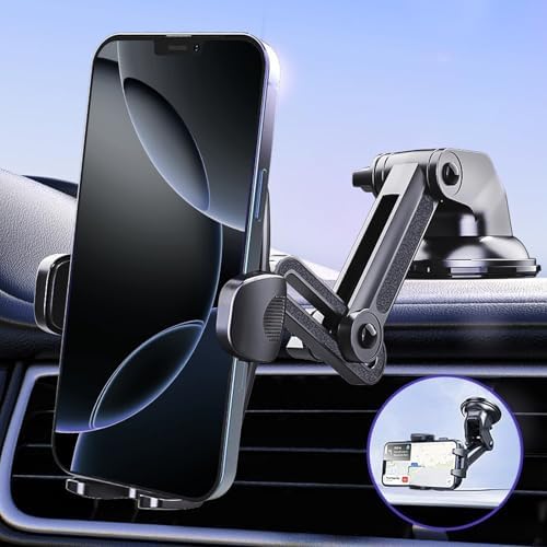 DEERLAMN Car Phone Holder, [Upgraded Stronger Suction] Phone Mount for Car Dashboard & Windshield, Universal Cellphone Holder Fit for iPhone 16 Pro Max 15 14 13 12 All Smartphone – Enhanced Compatibility and Speed