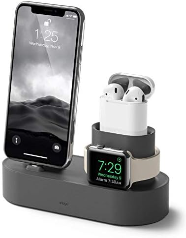 elago 3 in 1 Charging Station for Apple Devices – All-in-One Dock for i Phone, Apple Watch Series 10/9/8/7/6/5/4/3/2/1/SE, and Air Pods Pro/3/2/1 – Sleek, Space-Saving Design with Enhanced Speed and Compatibility (Original Cables Required) – Perfect for Home or Office Use