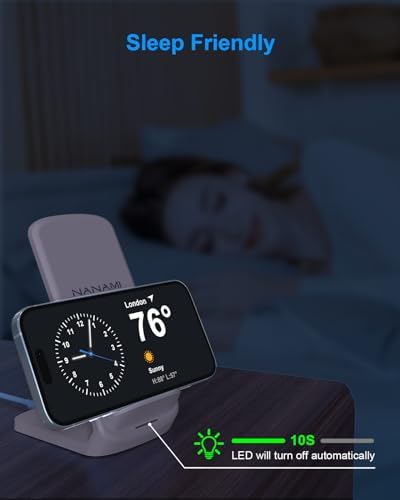 NANAMI Qi-Certified Fast Wireless Charging Stand – Ultimate Compatibility for Samsung Galaxy S25/S24/S23/S22/S21/S20 & i Phone 16/16 Pro/16 Pro Max/15/14/13 – Sleek Design, Rapid Power Delivery, and Adjustable Viewing Angles for a Seamless Charging Experience