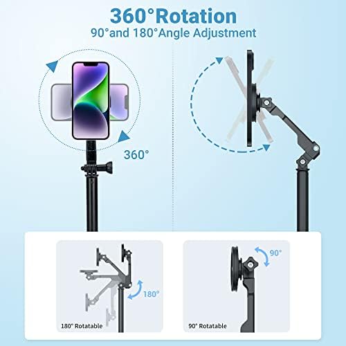JJC Strong Magnetic Phone Desk Stand Compatible with MagSafe for iPhone 16, 15, 14, 13, 12 Pro Max Plus, MagSafe Case & All Smartphones, Height & Angle Adjustable iPhone Stand with Remote Control – Enhanced Compatibility and Speed