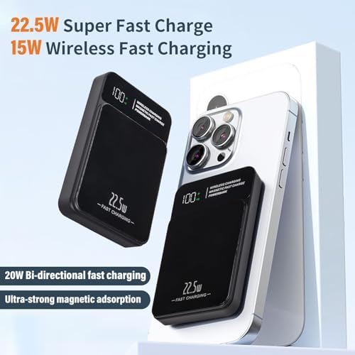 Discover the Ultimate 5000 m Ah Magnetic Portable Charger for i Phone Series – Fast 22.5 W PD Wireless Power Bank with LED Display for Effortless Charging on the Go – Sleek Black Design for Enhanced Compatibility and Travel Convenience Elevate your charging experience with this state-of-the-art 5000 m Ah mobile power bank, engineered for seamless integration with i Phone 16/15/14/13/12 models. Experience the power of 22.5 W PD fast charging that delivers rapid energy replenishment when you need it most. The innovative magnetic attachment ensures a secure connection, eliminating the hassle of tangled cords while providing reliable power throughout your day. The sleek black design not only enhances your device’s aesthetics but also features a user-friendly LED display that keeps you informed of your battery status at a glance. Whether you’re commuting, traveling, or simply out and about, this lightweight and portable charger is your essential accessory for staying connected. Crafted from premium materials for durability, this power bank is designed to withstand the rigors of daily use. Say goodbye to low battery anxiety and embrace the convenience of on-the-go charging with this cutting-edge portable charger tailored for your i Phone.