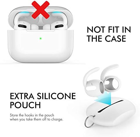 Aha Style Silicone Ear Hooks for Air Pods Pro – 3 Pairs of Anti-Slip Covers with Storage Pouch – Premium Earbud Accessories for Enhanced Comfort and Stability During Activities – Durable, Custom Fit Compatible with Apple Air Pods Pro (White)