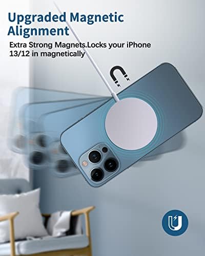 Magnetic Wireless Charger for i Phone 15/14/13/12 Series – Versatile Mag Safe Charging Stand with Dual Ports & 5 ft Cable for i Phone and Air Pods 2/3/Pro (Adapter Not Included) – Enhanced Speed & Seamless Compatibility for Effortless Power Solutions
