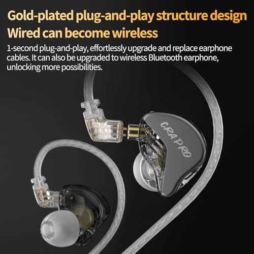 Professional CCA CRA PRO In-Ear Monitor Headphones – Unmatched Audio Clarity with Advanced DLC Diaphragm Dynamic Driver for Deep, Resonant Bass – Ideal for Musicians, DJs, and Sound Engineers – Ultra-Lightweight Design for Long-Term Comfort and Broad Device Compatibility for Studio and Live Performances