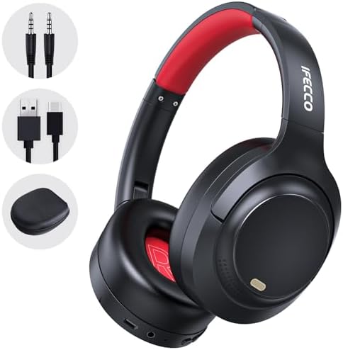 IFECCO Bluetooth 5.4 Over-Ear Headphones with Advanced Active Noise Cancelling – Immerse Yourself in Hi-Fi Stereo Sound with 100-Hour Battery Life – Ultimate Comfort for Travel, Office, and Home Use – Effortless Pairing & Wide Compatibility for Enhanced Connectivity